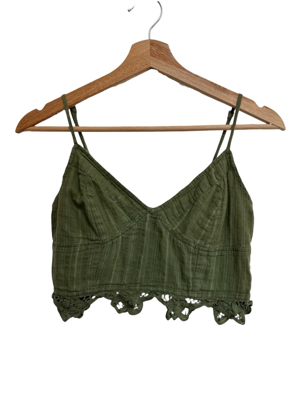 FP One Free People Brami Cami Bralette Women Medium Green Boho Hippie Going Out